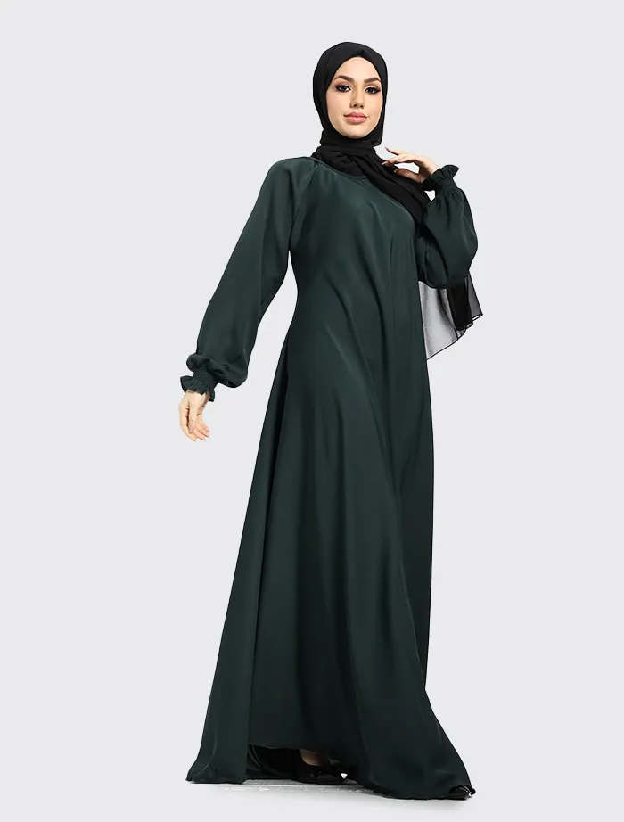 Bottle Green Zip Umbrella Abaya